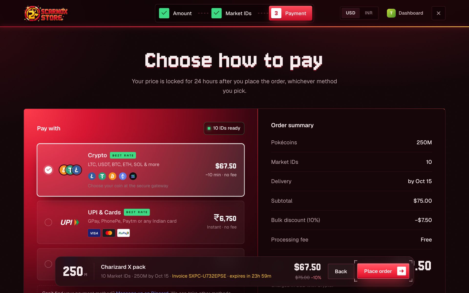 Checkout, step 3: payment methods