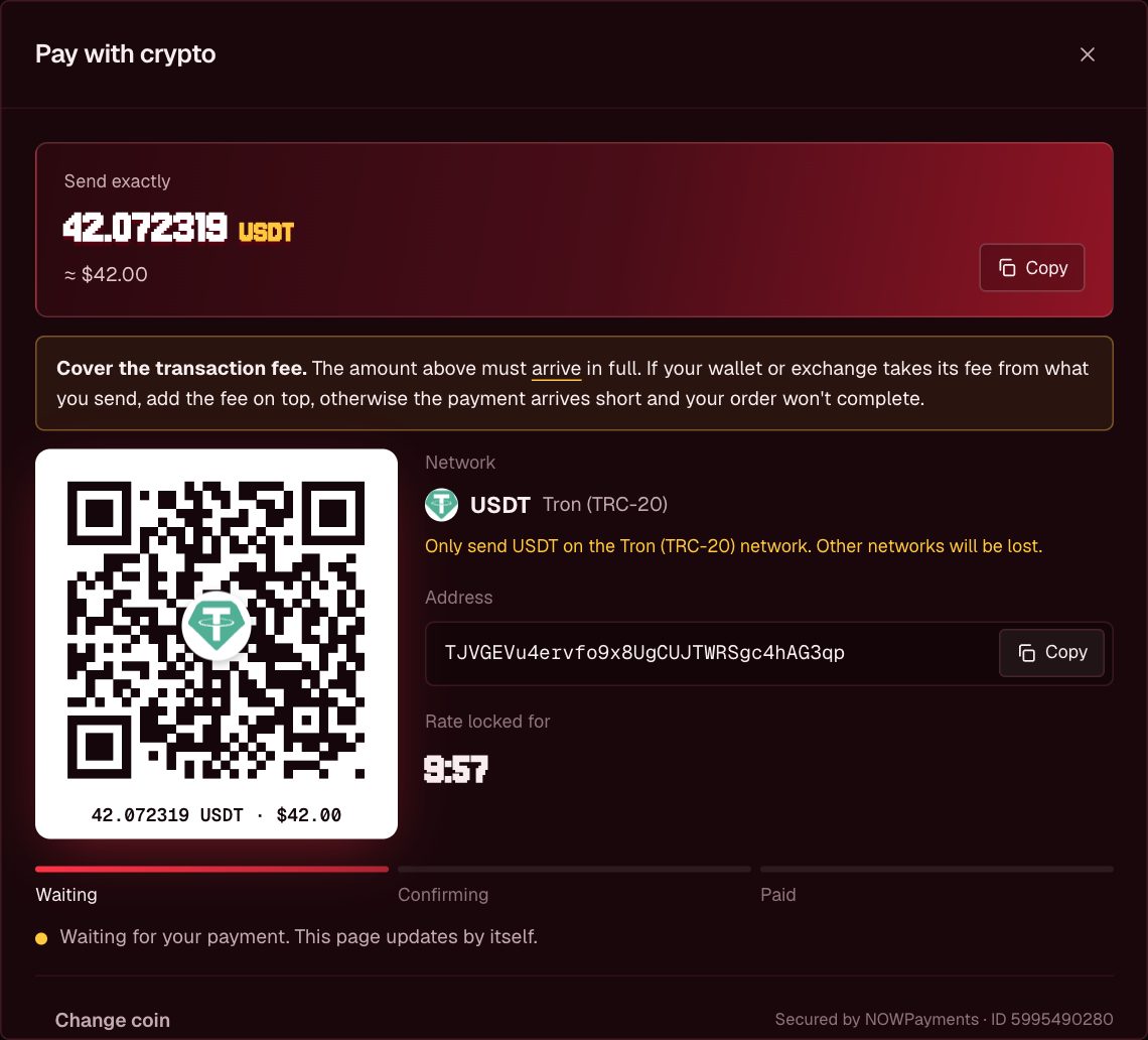 Payment address and QR code